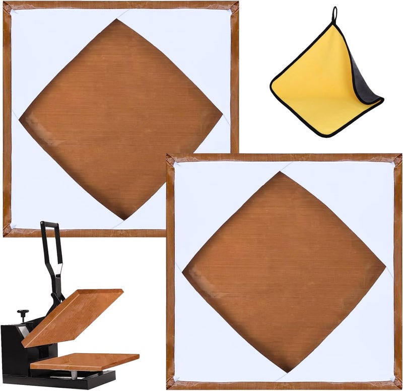 BSTSLL 2 Pcs Heat Press Platen Cover 15 x 15 Inch Teflon Sheets Protector Reusable Platen Wrap Cover for Sublimation Heat Pressing Machine Plate from Scratches, Residue - Image 1